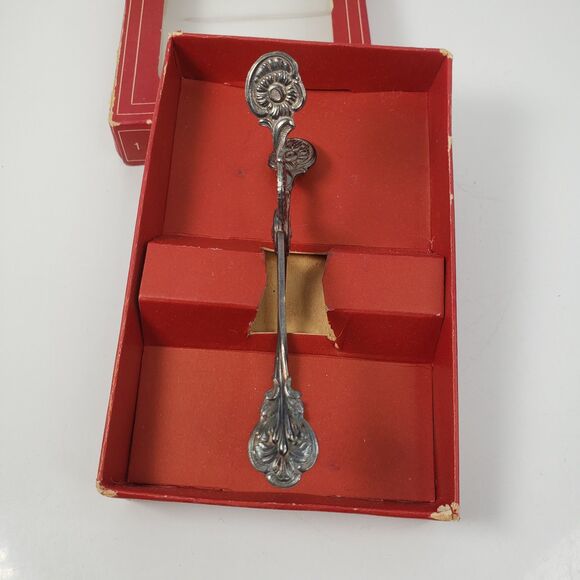 Vintage Nils Johan of Sweden Tidbit Tongs Silverplated Sugar Tongs Hinged w/Box - Picture 13 of 16